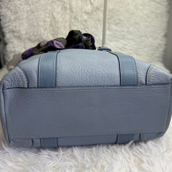 COACH y2k Blue Pebbled Leather Tote Shoulder bag - Picture 4 of 11